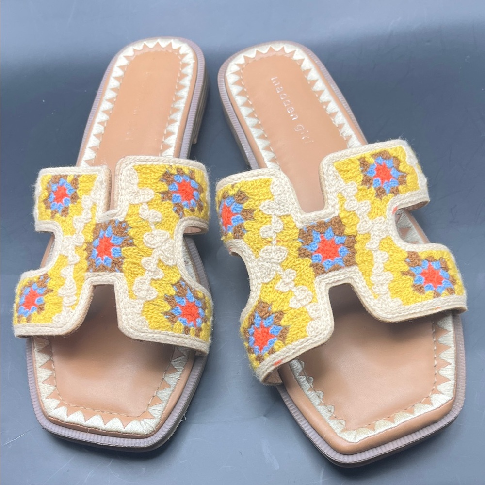 SZ 10 Madden Girl Hally crochet sandals floral hippie boho slip on shoes